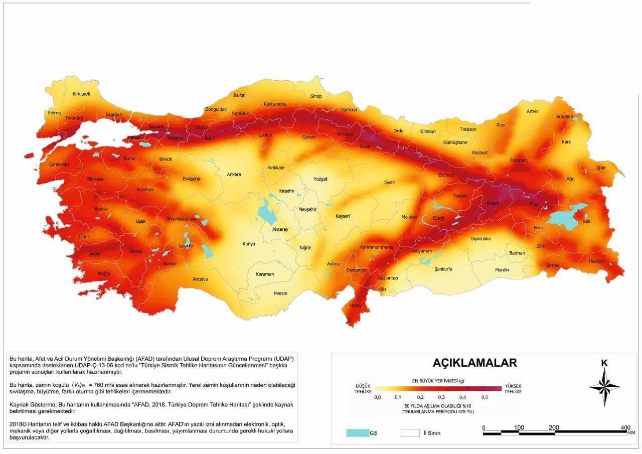 TÜRKİYE’NİN DEPREM TEHLİKE HARİTASI – Atlas